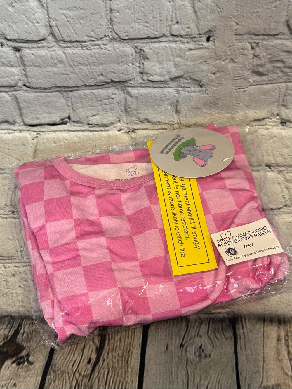 Little Peanut Bamboo Pink Checker Pajama Set